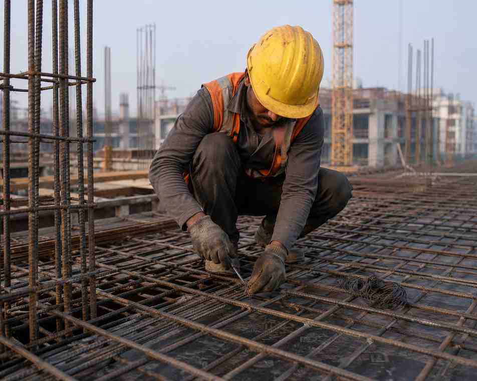 steel fixing Sydney, BK Pumping steel fixer installing reinforcement on residential slab